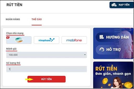 Cách rút tiền Sin88 bằng cách đổi thẻ cào